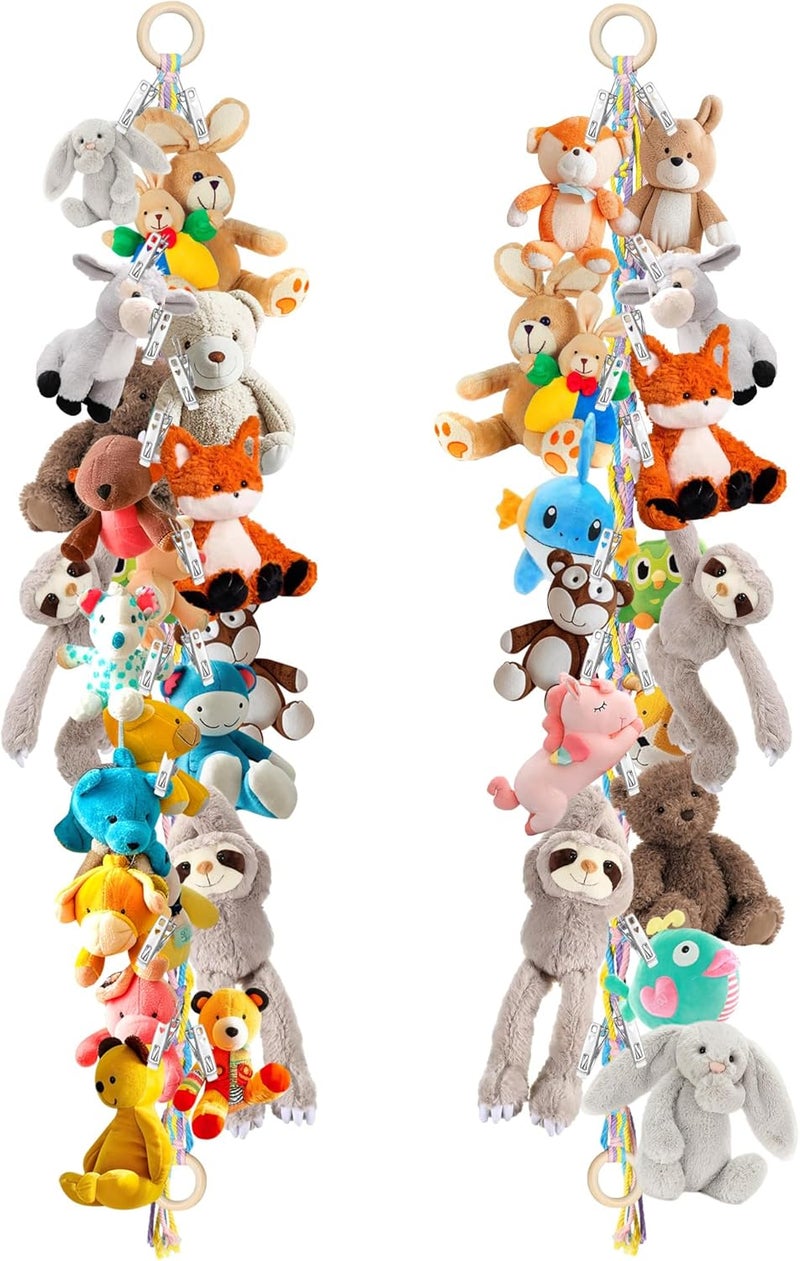 Dorblely 2PCS Stuffed Animal Hammock Corner, 78 Inch Stuff Animal Organizer for Stuffed Animal Storage for Kids Room Decor, Hanging Stuffed Animal Net Holder for Wall or Corner Nursery Collection - Image 1